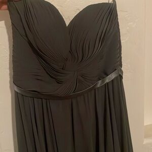 Gray prom dress, knotted design and corset back